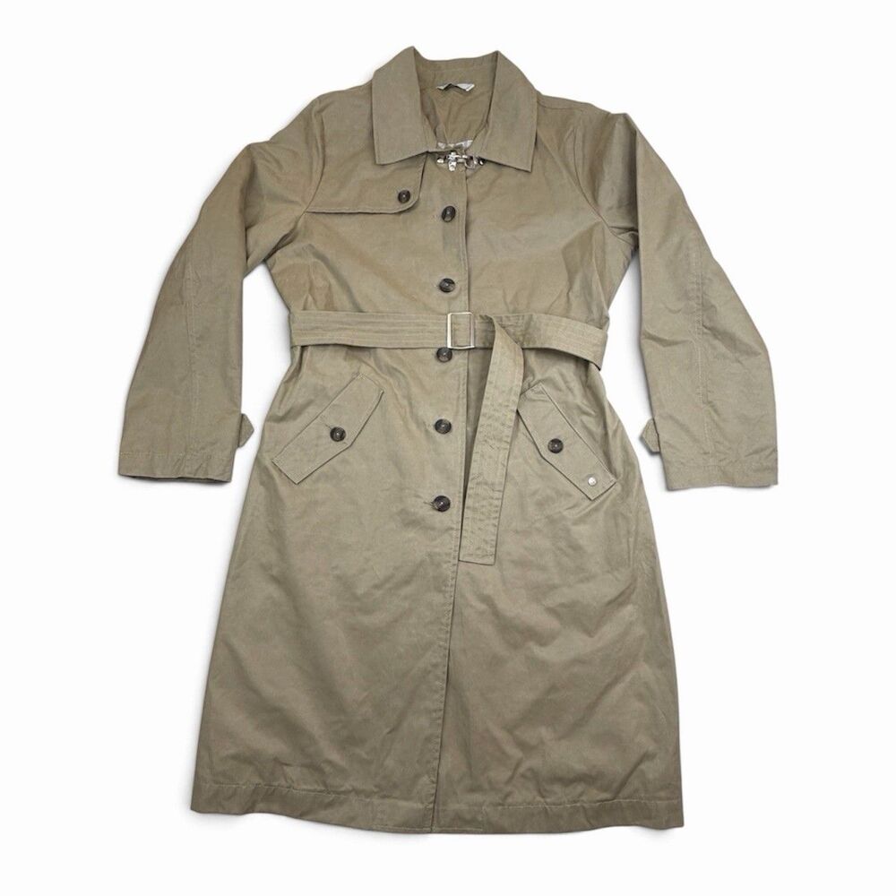 BMW Lifestyle Trench Coat Jacket Women’s Size XL Khaki Belted Promo Car Logo